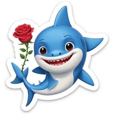 Baby shark with a rose tattoo sticker