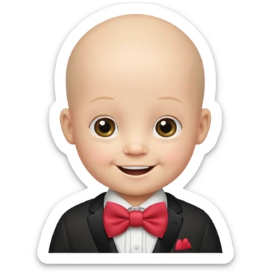 bald baby with bow tie sticker