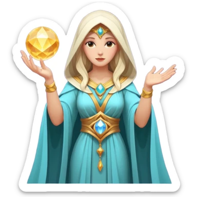 fantasy magic goddess tarot card low poly sticker