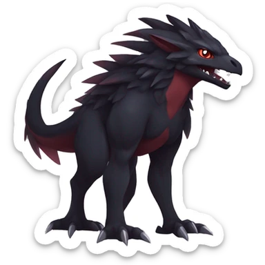 cool edgy black and maroon Dark-type nargacuga Salandite Pokémon full body by LiLaiRa, by Falvie sticker