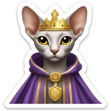 Sphinx cat with kings crown and robe sticker