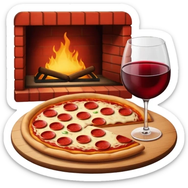 pizza with wine sticker