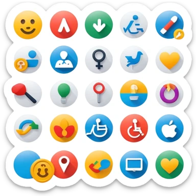 design4all, inclusive design concept with accessibility symbols sticker