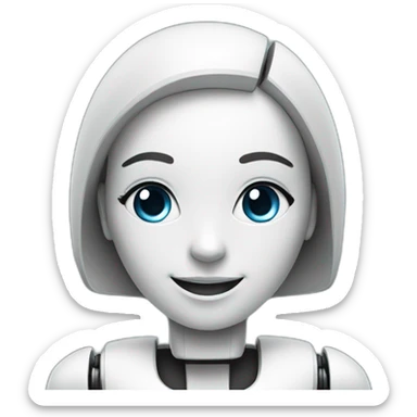 female robot assistant, smiling face only sticker