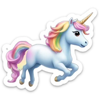 Cute kawaii unicorn jumping over a rainbow  sticker