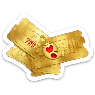 Illustrate golden tickets to a premiere event, against a red carpet entrance." sticker