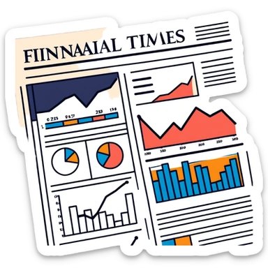 Financial Times newspaper with charts and graphs sticker