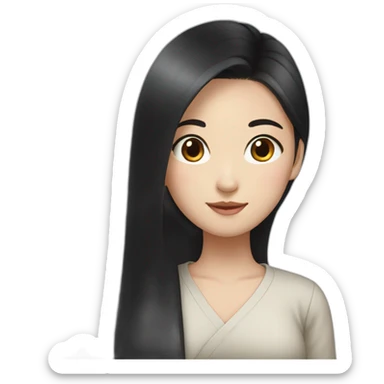 Korean girl with very long black hair sticker
