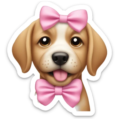 Dog with pink bow  on it￼ sticker