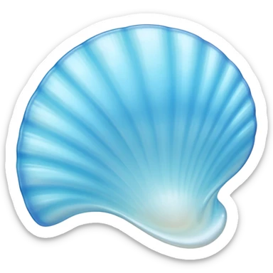 Light blue Mother-of-pearl shell emoji, pearl texture, soft gradient, smooth curves, glossy finish sticker
