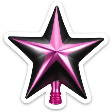 Realistic isolated black and pink metallic star christmas tree topper. sticker