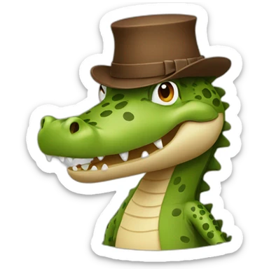 a crocodile with a brown hat sticker