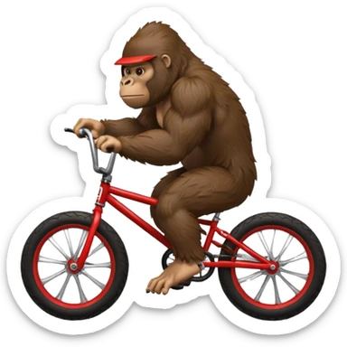 Gorilla wheeling a red BMX bike sticker