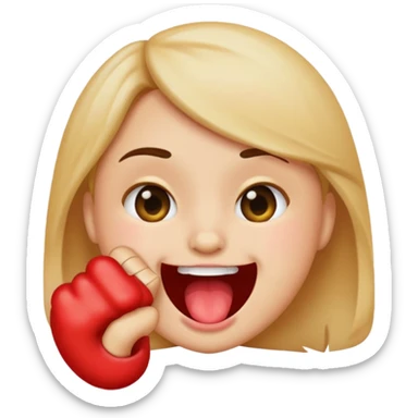 emoji biting its finger to flirt sticker