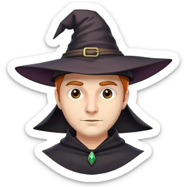 Man with witch hat sticker