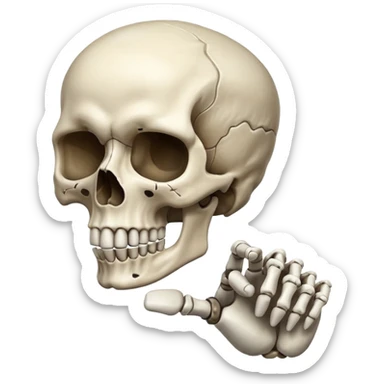 Skull emoji pointing with hand to the right at something sticker