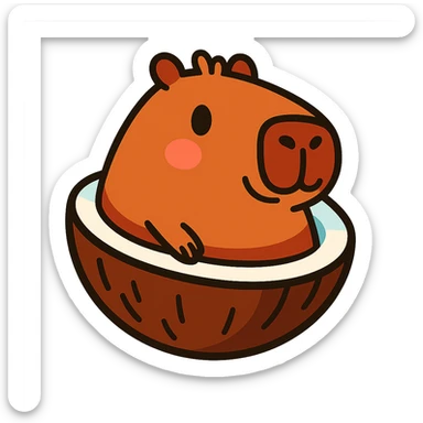 whimsical and cute capybara with the body of a half coconut sticker