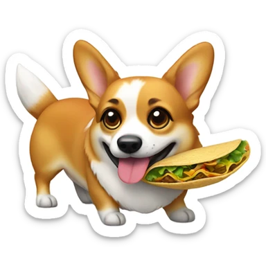 A corgi with a taco in its mouth  sticker