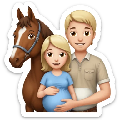 pregnant man  with horse sticker