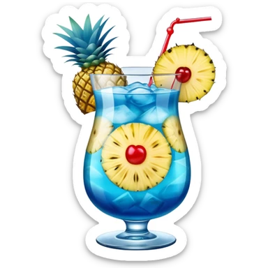 Blue Hawaiian cocktail in hurricane glass sticker