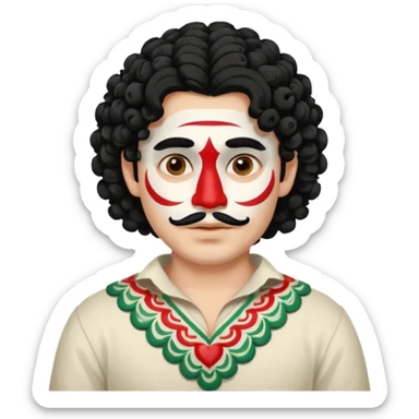 painted face mexican theme, curly hair, male, white sticker