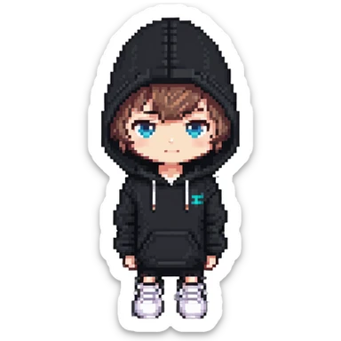 chibi male in hoodie and sneakers sticker