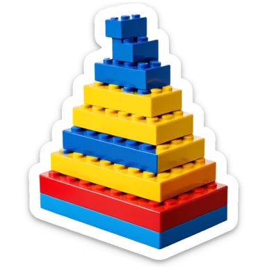 lego blocks stacked like stairs, vivid colors, cute and simple style sticker