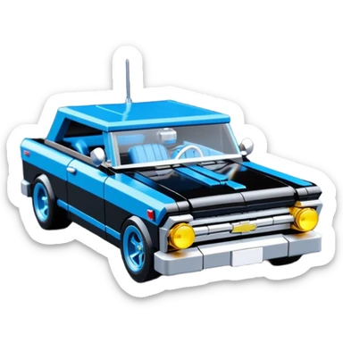 Catwoman’s futuristic black metallic 1965 Chevy Nova SS street rat rod Lego retro modded sticker