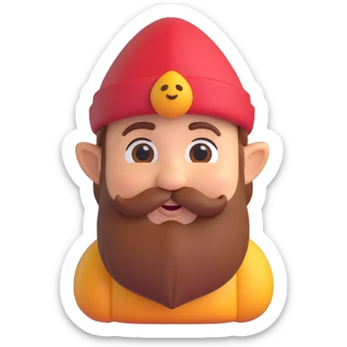 3D emoji style dwarf with a bashful expression, inspired by Snow White's seven dwarfs sticker
