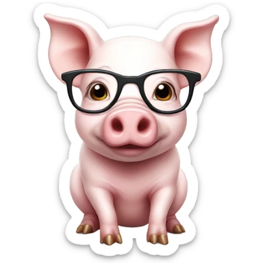 cute pig with glasses sticker