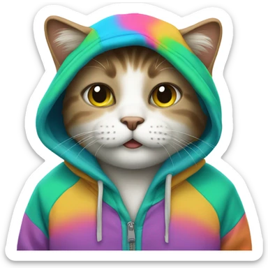 Cat wearing a hoodie sticker