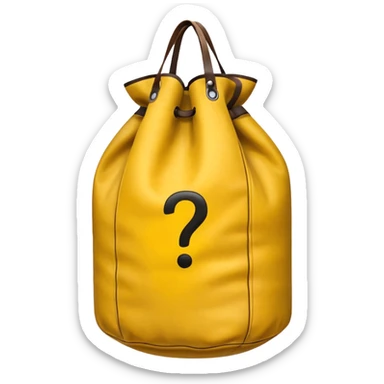 heavy bag printed with overstuffed with yellow question marks sticker