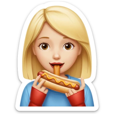 blonde girl eating a hotdog  sticker