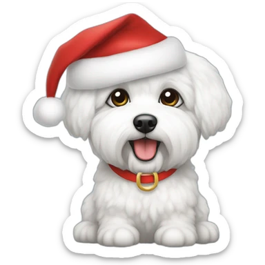 bichon dog-sitting-christmas hat sticker
