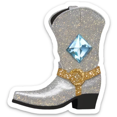 Diamond bedazzled glitter cowboy boots sticker