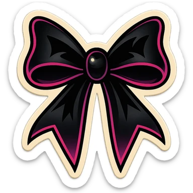 gothic bowtie, black and pink, retro stickers style sticker