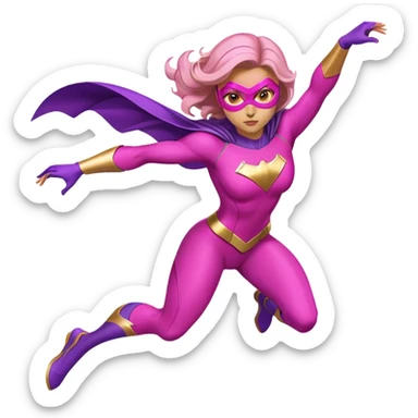 pink violet woman superhero flying sticker