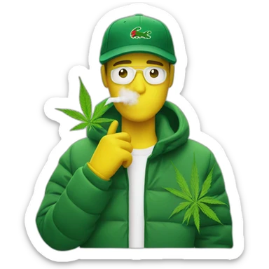 Weed smoker with lacoste yellow puffer sticker
