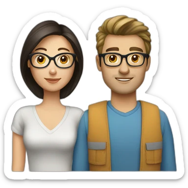 Caucasian-couple-with-dark-hair-woman-with-glasses sticker