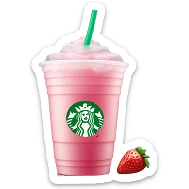 pink starbucks drink with strawberries and ice sticker