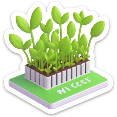 emoji of a computer chip sprouting plants blending technology and natural resources sticker
