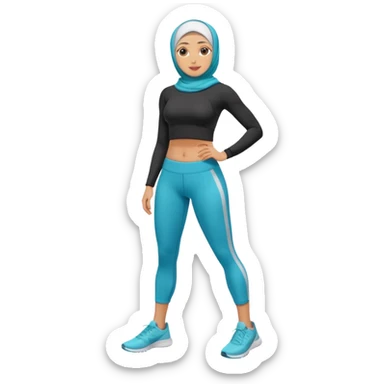 High resolution full body of a girl wearing a hijab and is a fitness trainer sticker