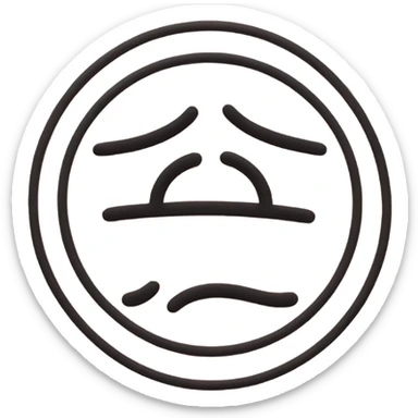 A pink circle is with 2 short black lines on it with blush sticker