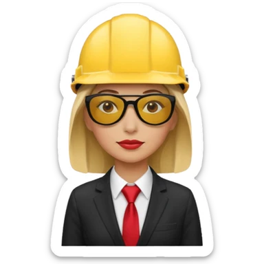 black suit red tie with yellow helmet woman and sunglasses sticker