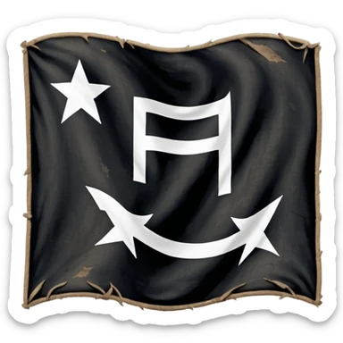 Black flag with a white E in the middle with 13 stars surrounding it sticker