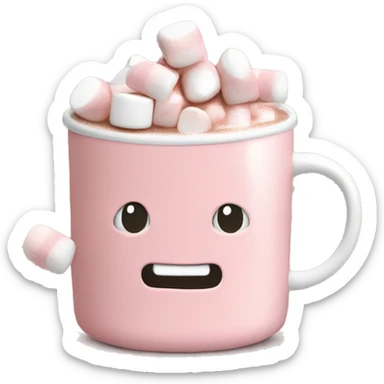 Light Pink mug of hot chocolate with marshmallows  sticker