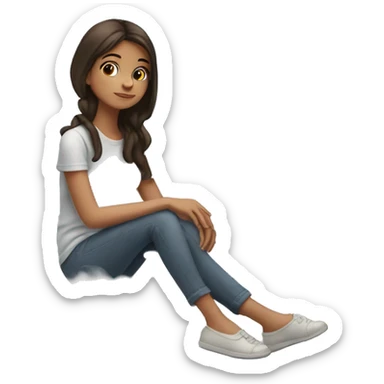brunette girl sitting on the clouds ￼ sticker