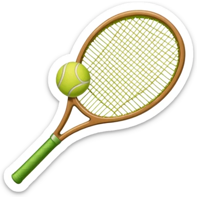 Tennis racket with a green tennis ball sticker