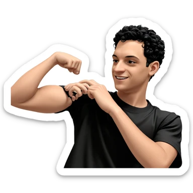 smiling boy in black shirt sticker