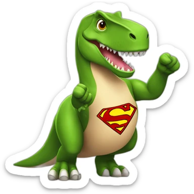 t-Rex with superman symbol with thumb up sticker